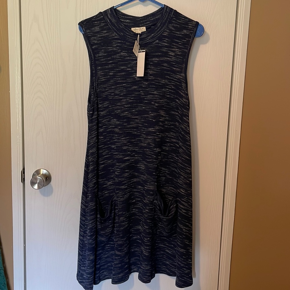 Ultra flirt mock neck dress, size clothes, navy, new with tags